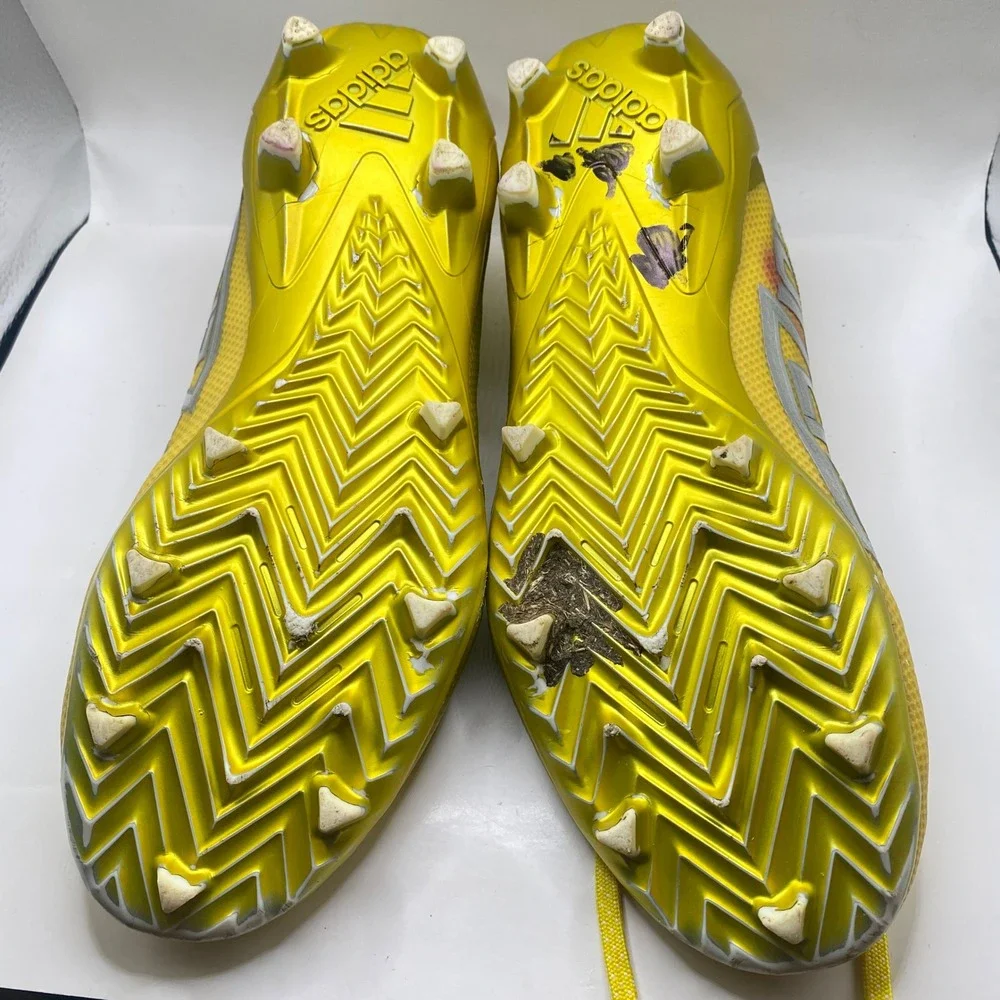 Adidas Adizero Football Cleats Mens 10 Yellow Silver FZ0703 Speed Spikes Sport
